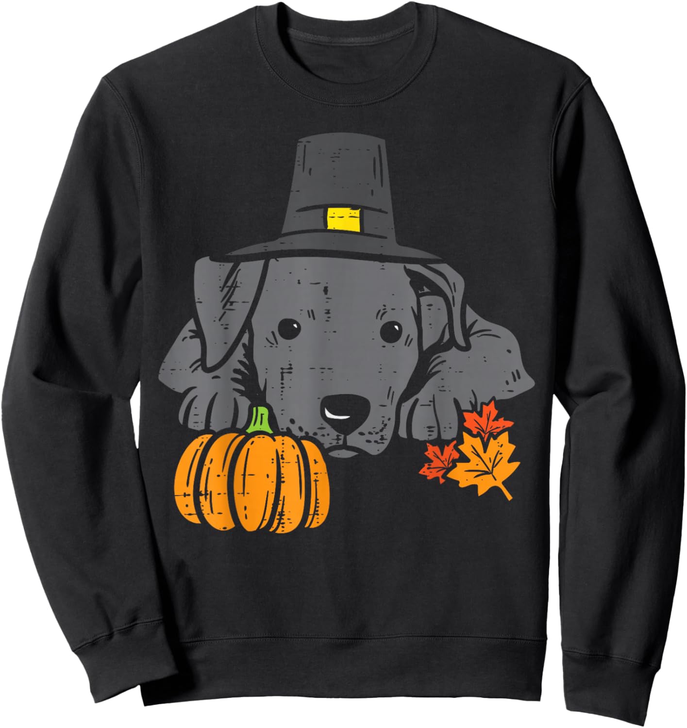 Pitbull Pumpkin Leaf Thanksgiving Halloween Fall Pittie Dog Sweatshirt - Sweatshirt | Black