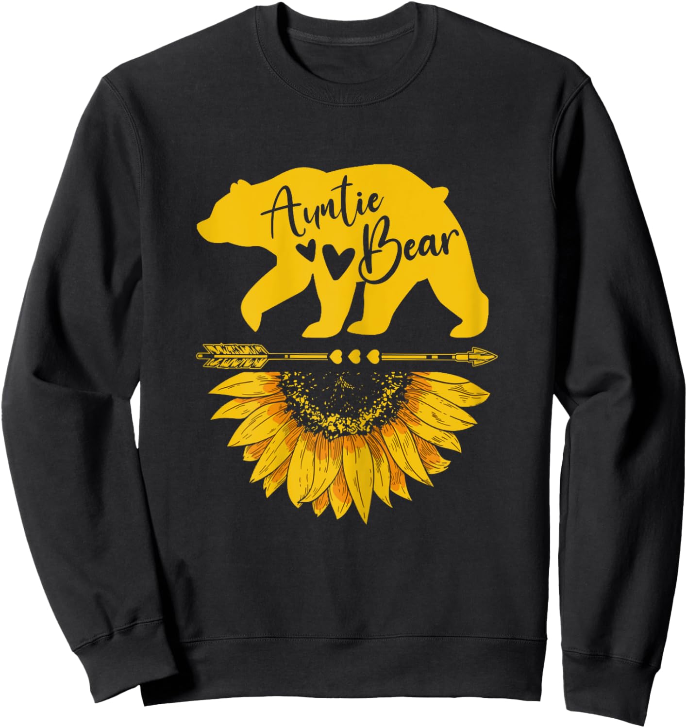 Auntie Bear Sunflower Funny Mothers Day For Mom Aunt Grandma Sweatshirt - Sweatshirt | Black