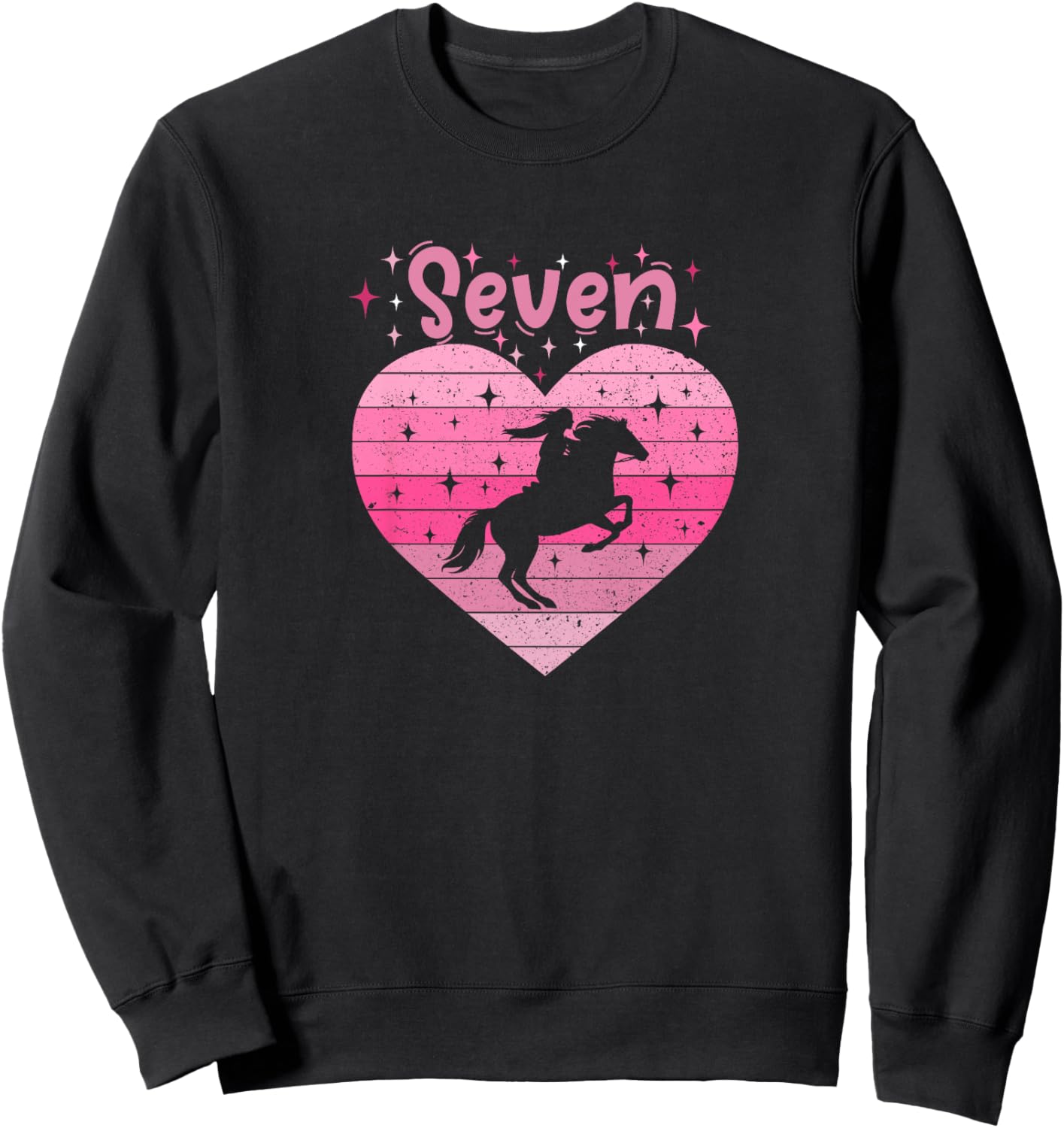 Kids Girl I Am 7 Years age Horse Riding seventh 7th Birthday Sweatshirt - Sweatshirt | Black