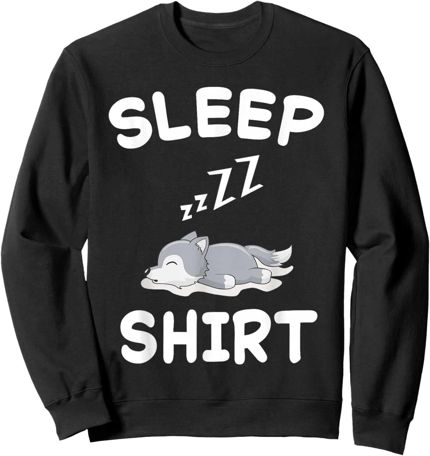 Wolf Nap Sleeping Pajama Nightgown Sweatshirt - Sweatshirt | Black