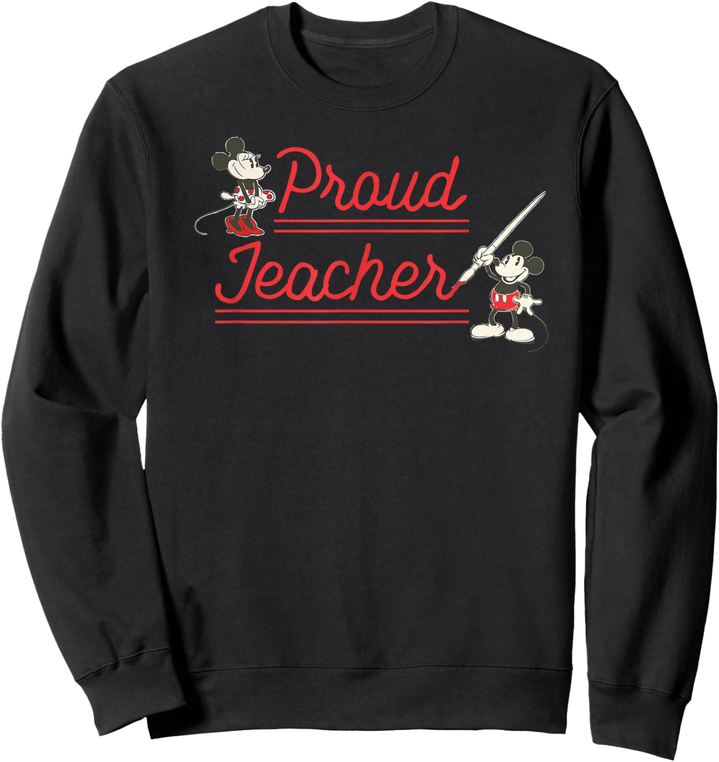 Disney Classic Mickey and Minnie Mouse Proud Teacher Retro Sweatshirt - Sweatshirt | Black