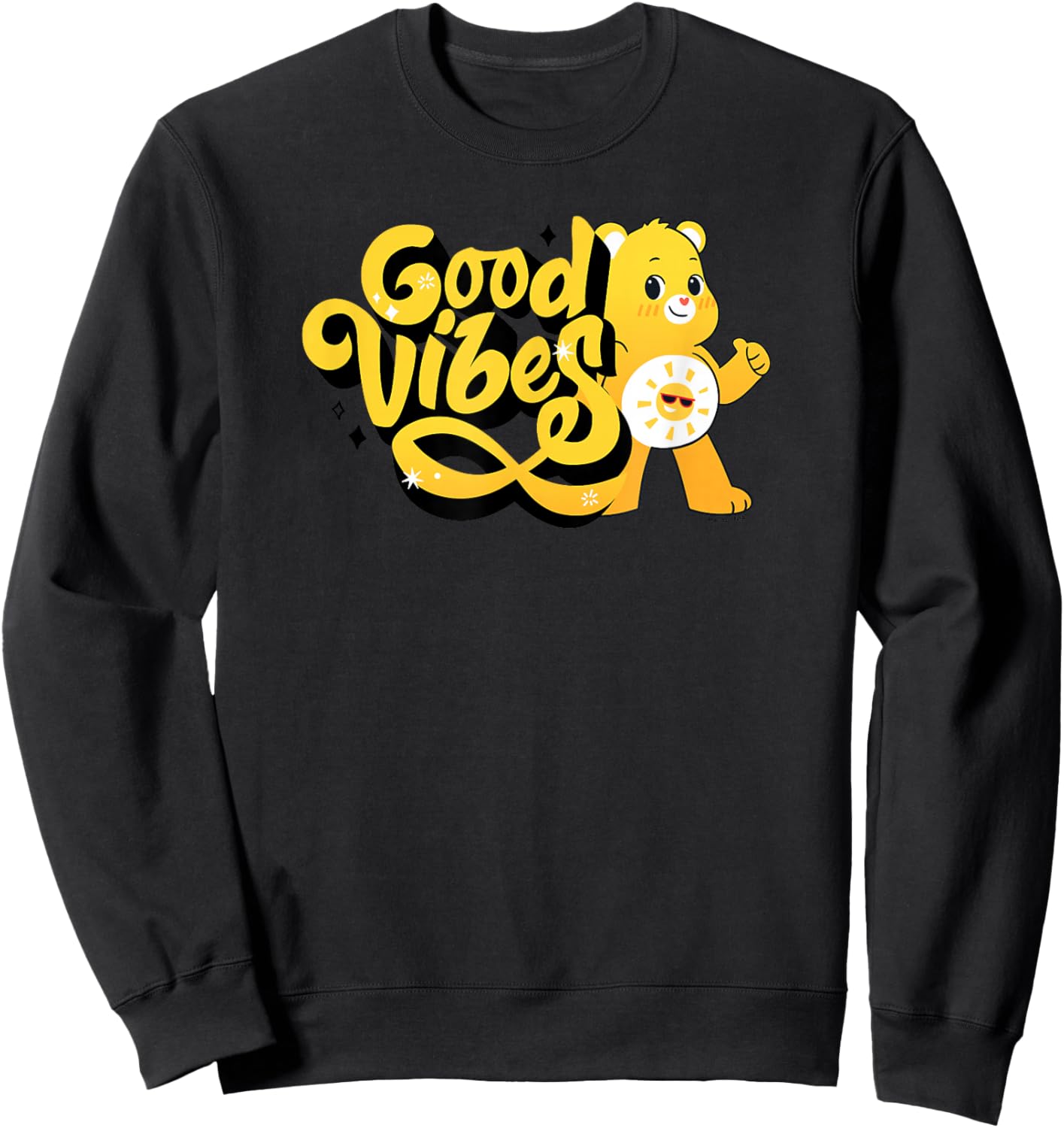Care Bears Funshine Bear Vintage Sunshine Good Vibes Logo Sweatshirt - Sweatshirt | Black
