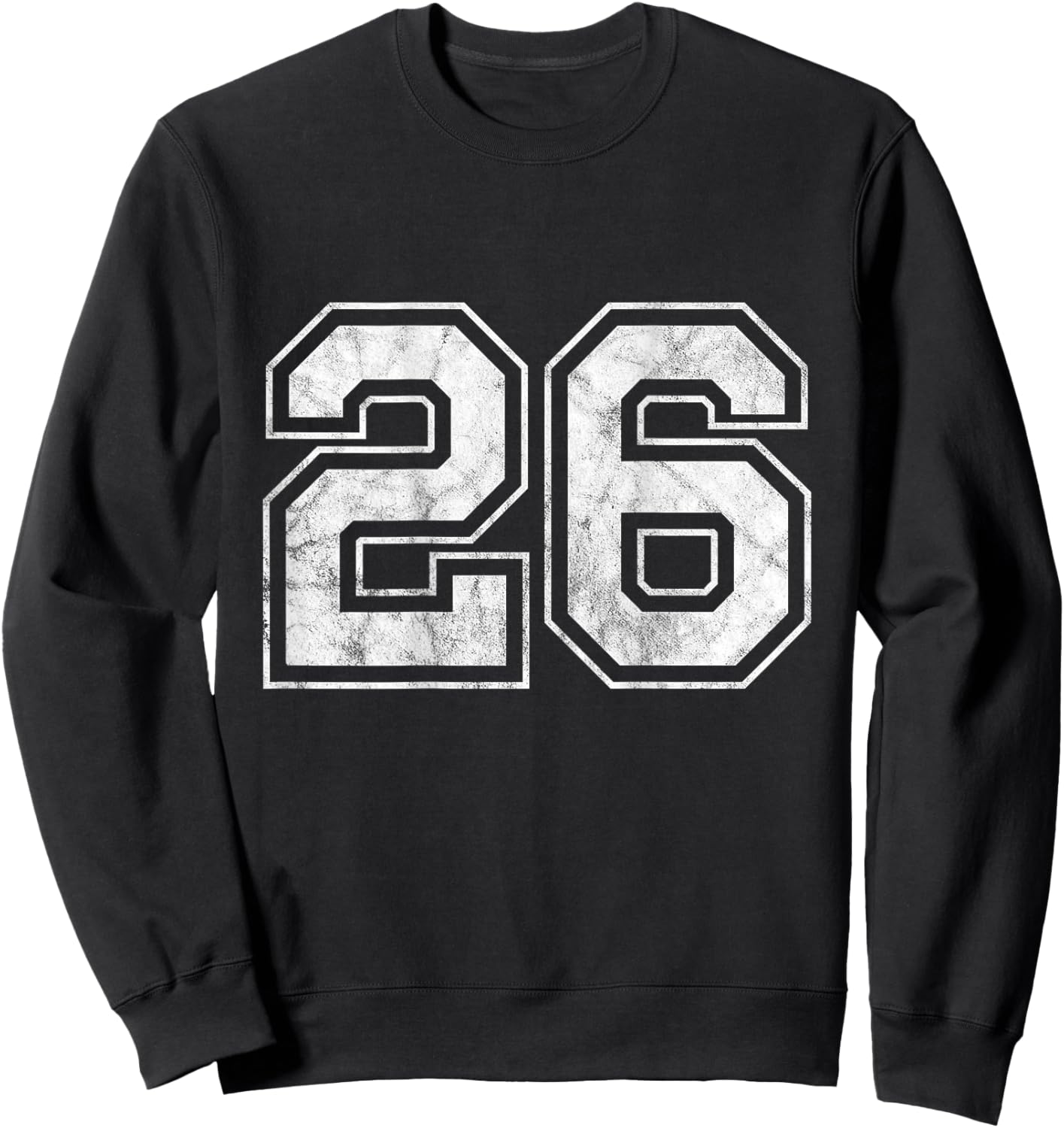 Big Numbers, Large Varsity Style Number Gifts Number 26 on the Back - -Adults & Kids - Black - Small - Short Sleeve - Sports - Basketball Sweatshirt - Sweatshirt | Black