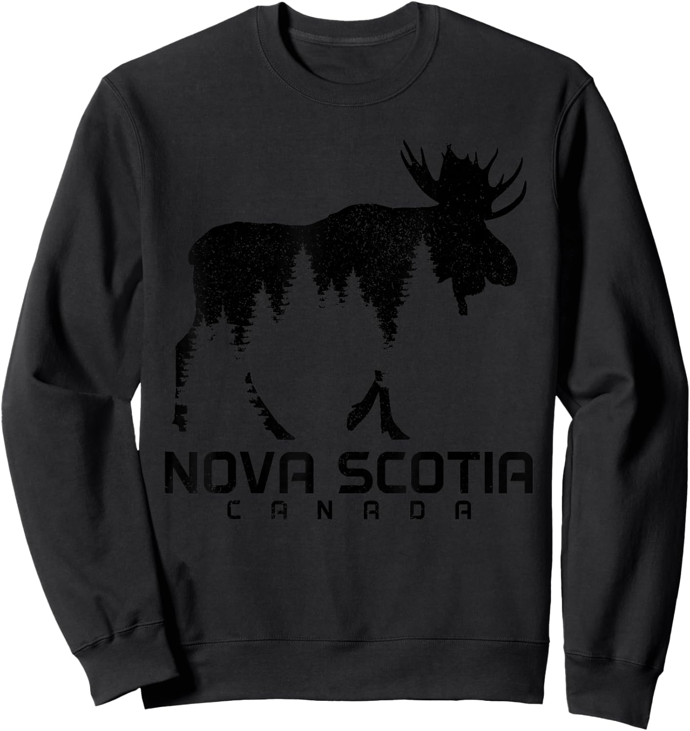 Nova Scotia Canada Vintage Moose Souvenir Sweatshirt - Sweatshirt | Black