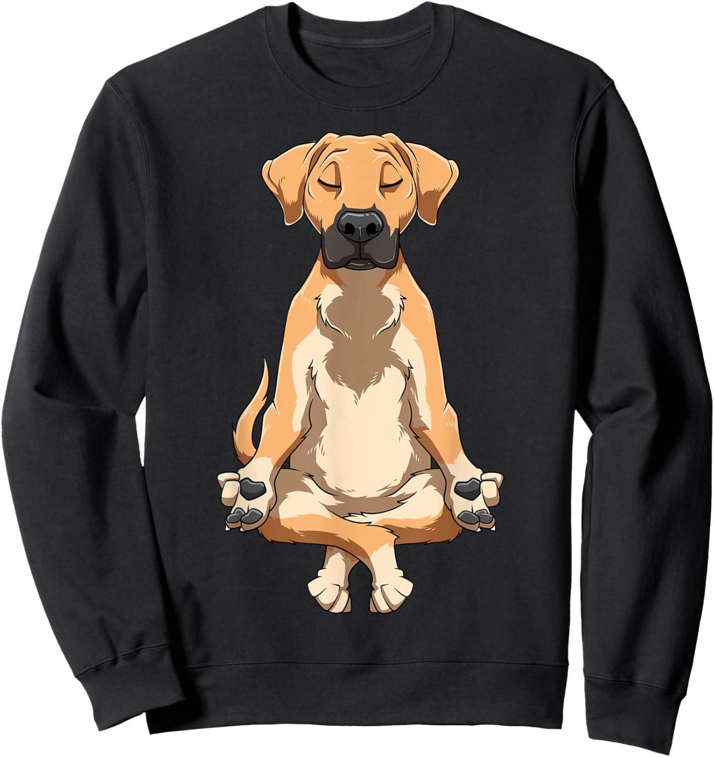 Black Mouth Cur Dog Yoga Funny Meditating Cur Dog Yoga Sweatshirt - Sweatshirt | Black