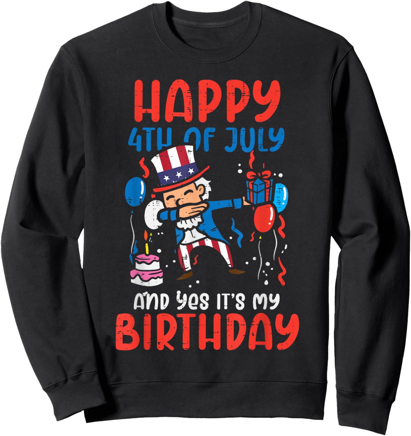 Happy 4th Of July Birthday Uncle Sam Dab Patriot Boys Kid Sweatshirt - Sweatshirt | Black