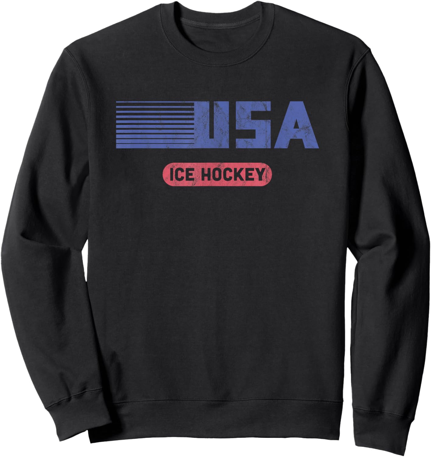 USA 2022 Team Sports Retro USA 2022 Team American Ice Hockey Vintage Sweatshirt - Sweatshirt | Black