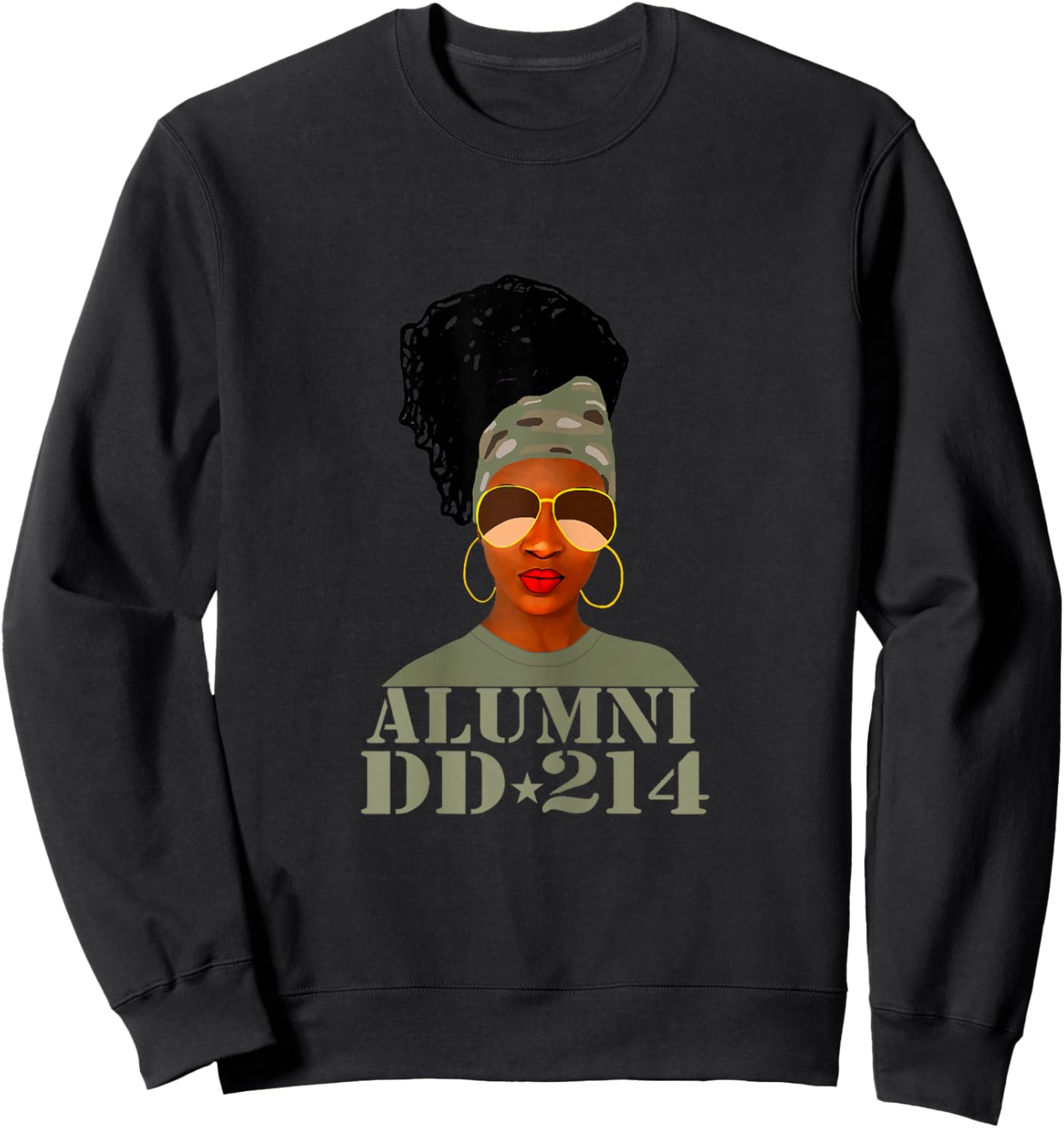 Alumni DD-214 African American Woman Veterans Day Sweatshirt - Sweatshirt | Black