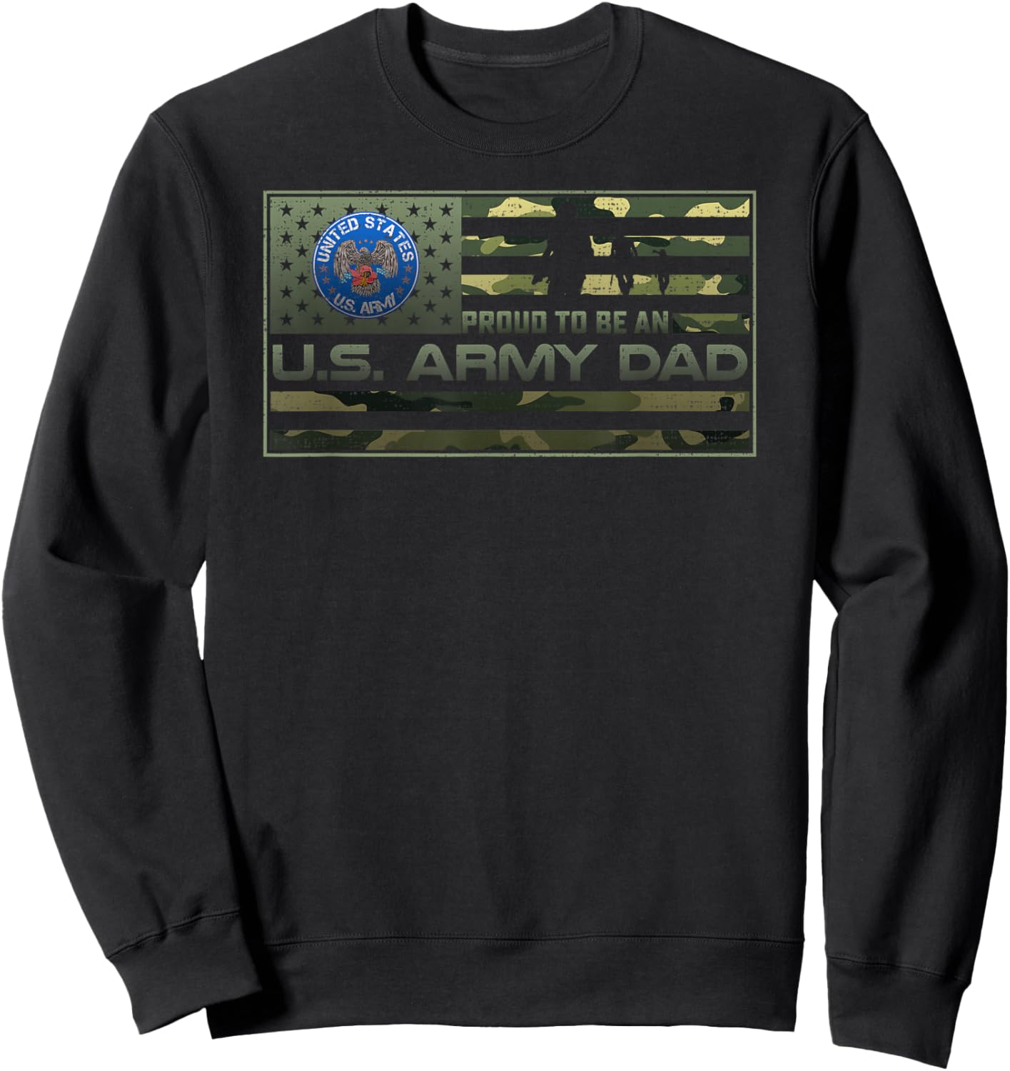 Vintage USA American Camo Flag Proud To Be An US Army Dad Sweatshirt - Sweatshirt | Black