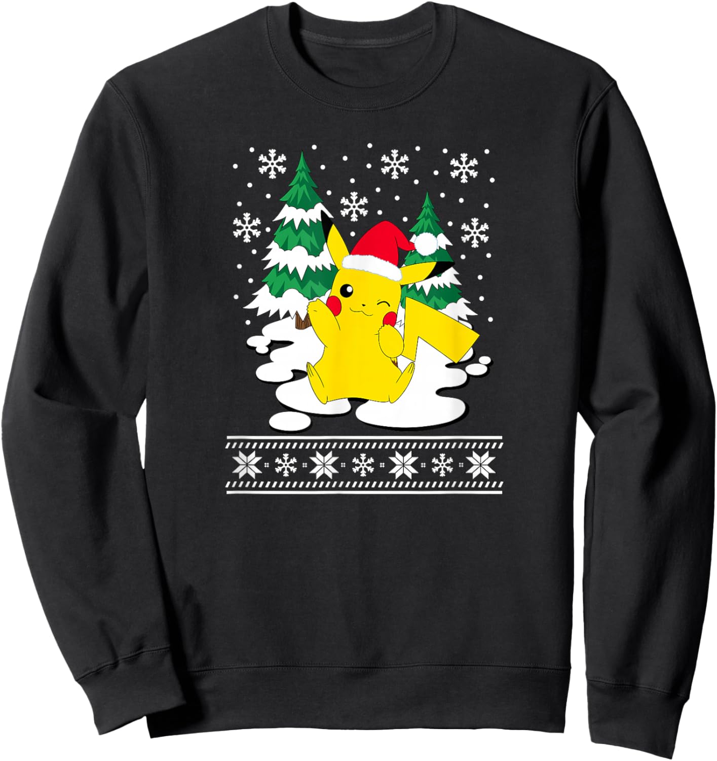 Pokémon - Pikachu Christmas Snowy Pattern Sweatshirt - Sweatshirt | Black