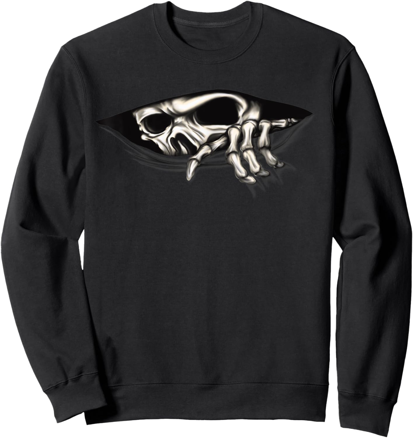 Peeking Scary Skeleton Shirts - Spooky Halloween Skeleton Sweatshirt - Sweatshirt | Black