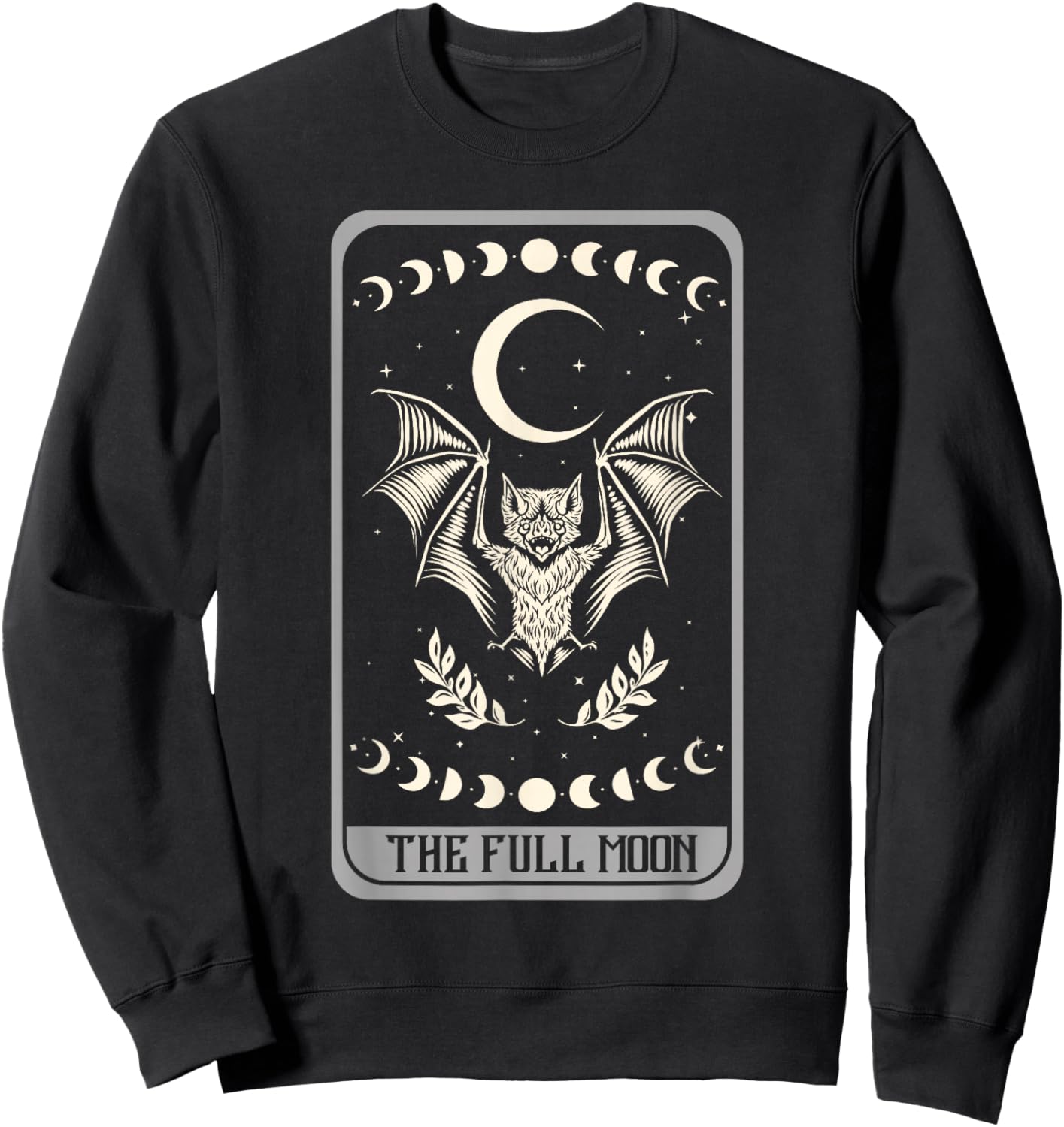 Tarot Card Shirt The Full Moon Bat Moon Phase Occult Pagan Sweatshirt - Sweatshirt | Black