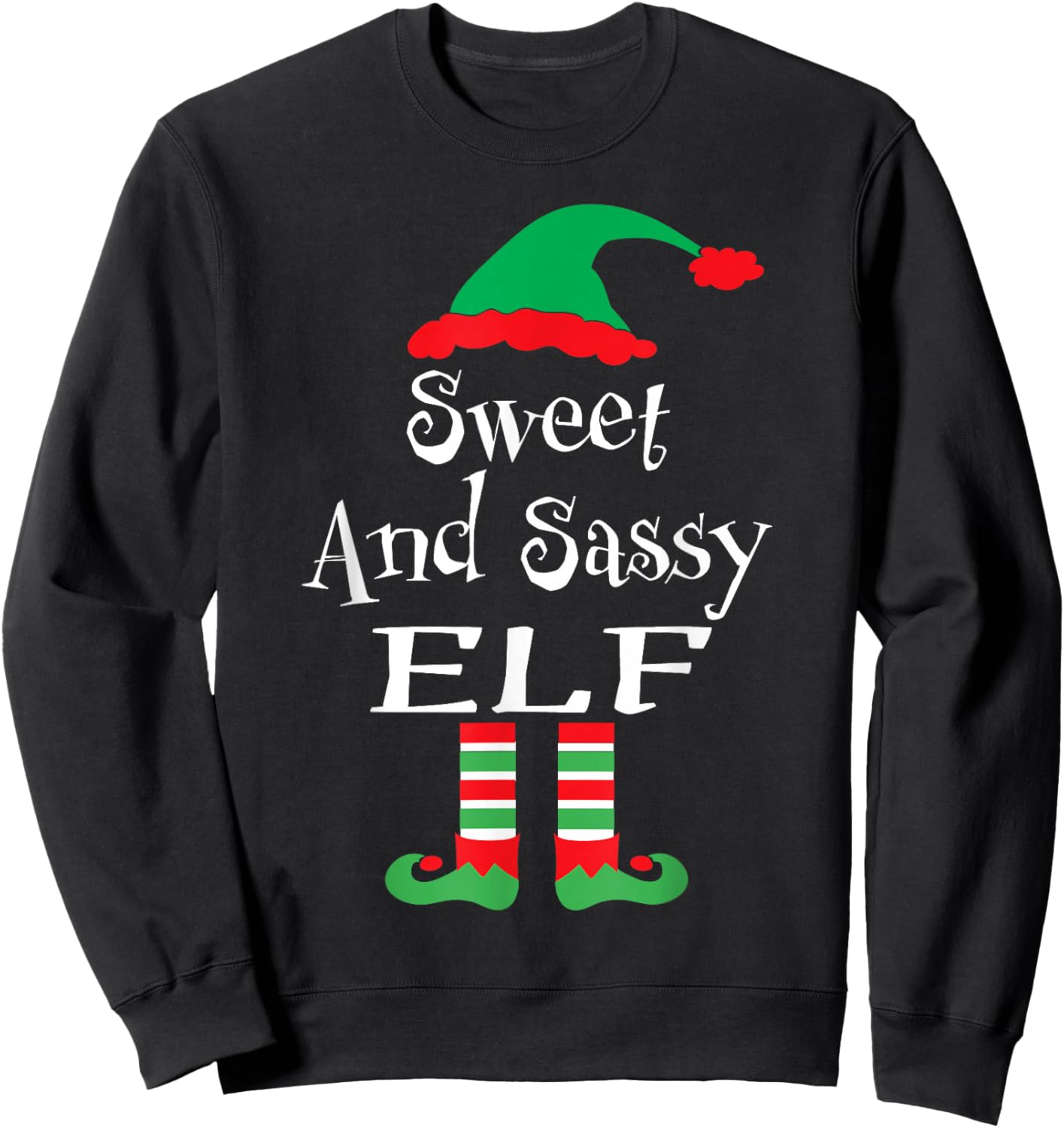 Funny Sweet and Sassy Elf Shirt Xmas Family Matching Youth Sweatshirt - Sweatshirt | Black