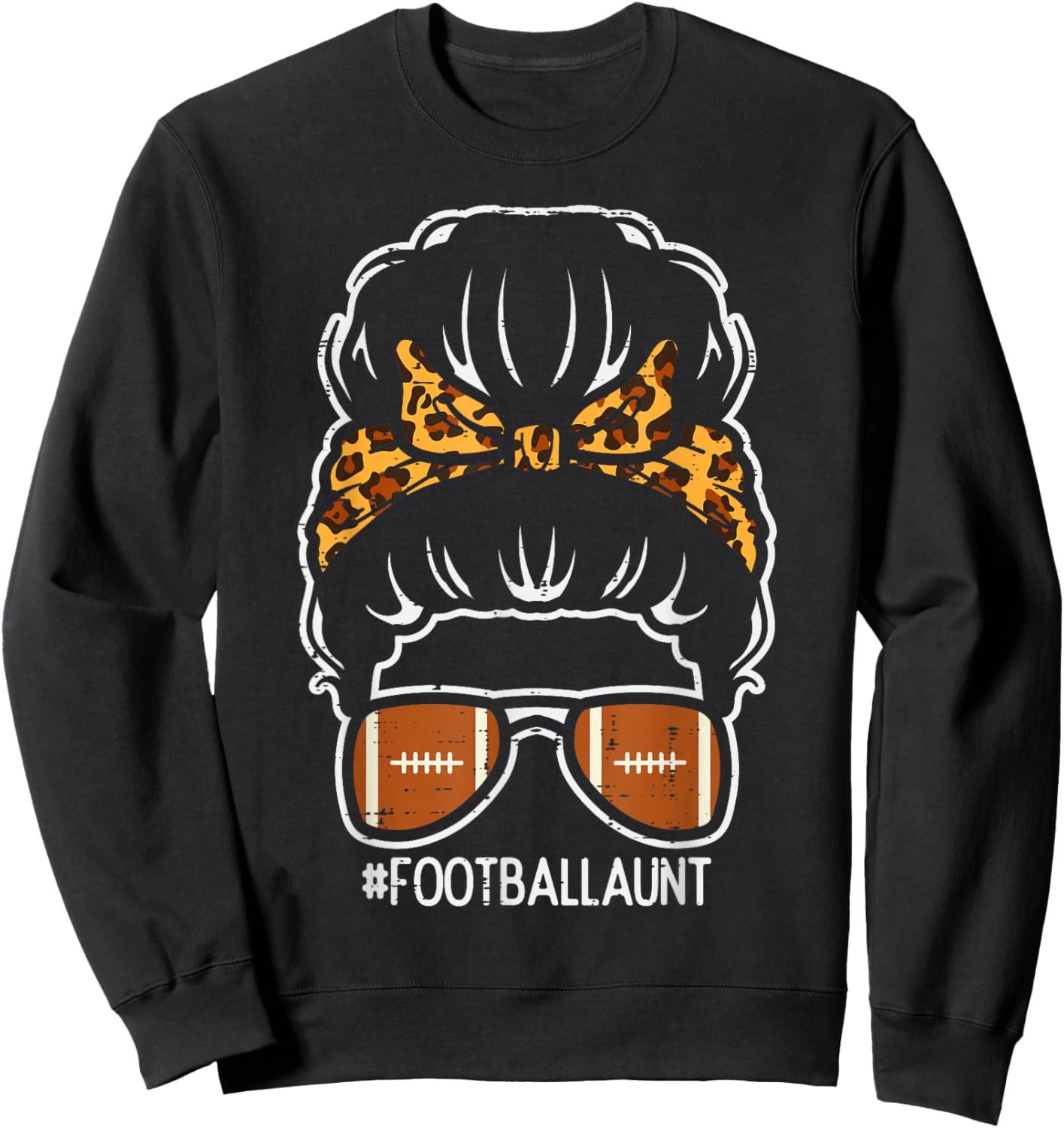 American Football Aunt Leopard Bun Family Aunty Auntie Women Sweatshirt - Sweatshirt | Black