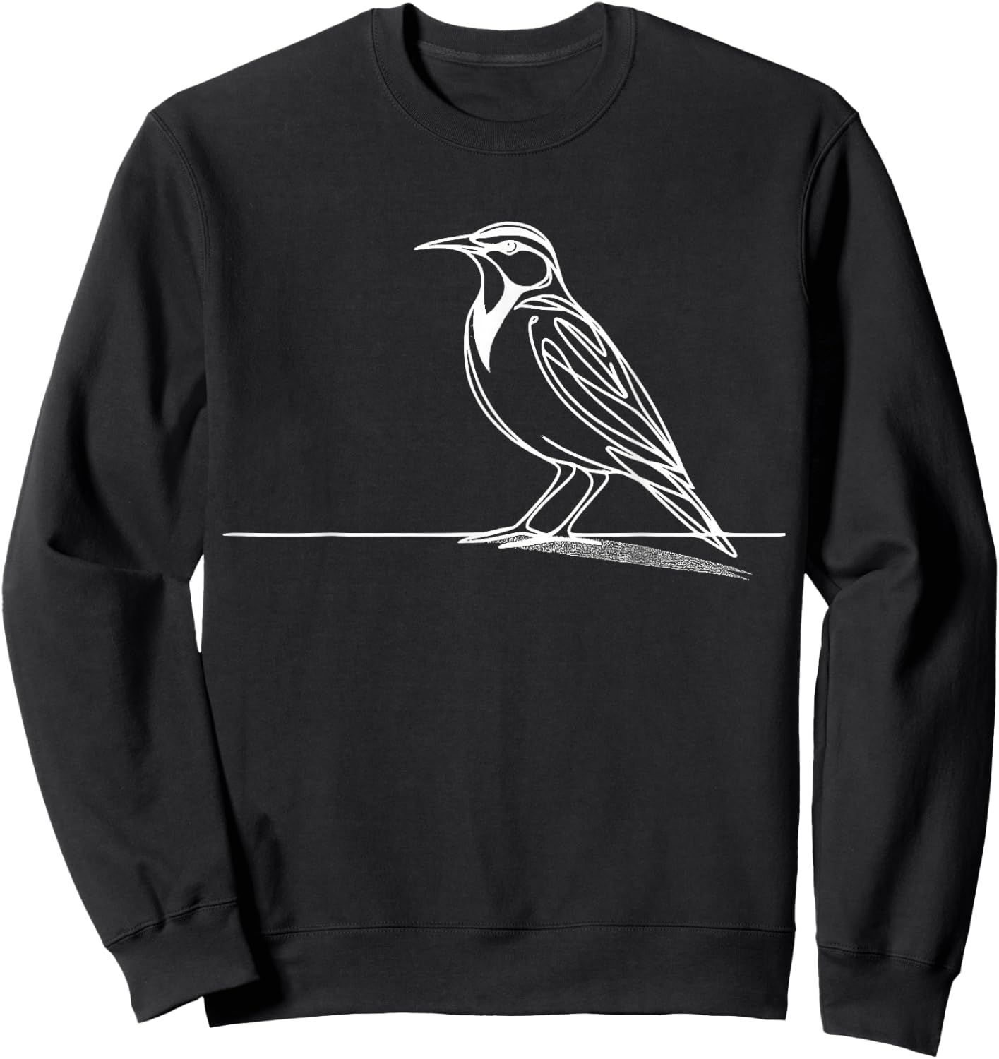 Eastern Meadowlark Line Art Birdwatcher Sweatshirt - Sweatshirt | Black