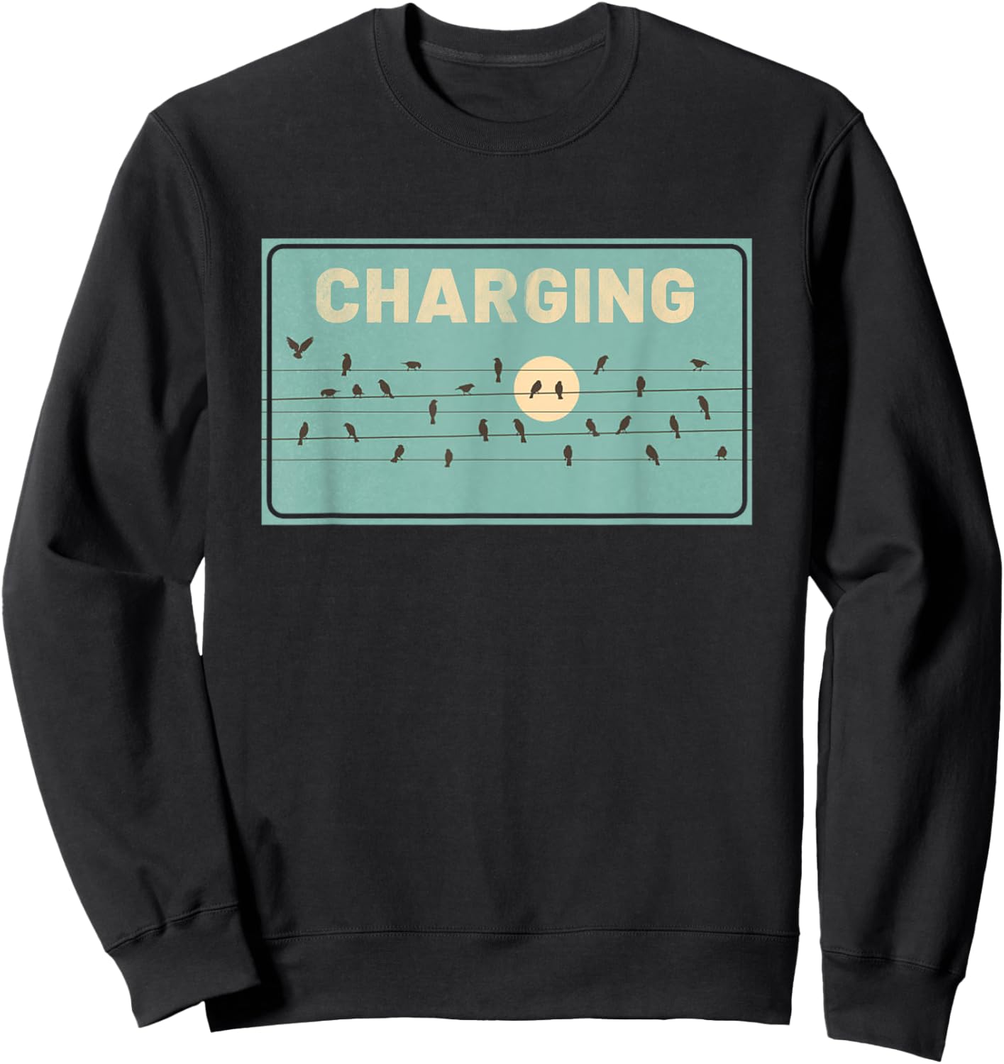 Birds Charging on Powerlines Sweatshirt - Sweatshirt | Black