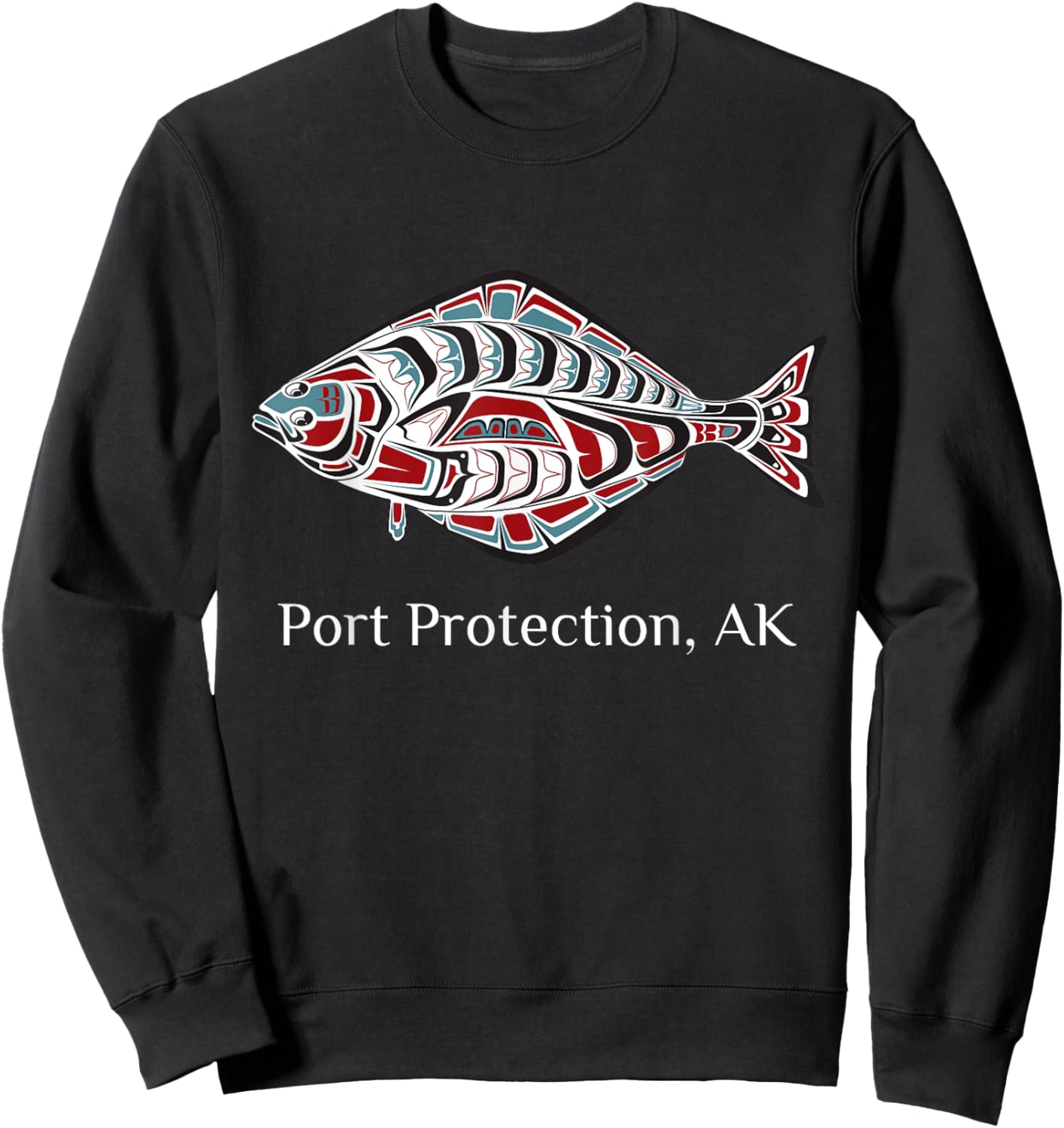 Port Protection, Alaska Native American Halibut Fishermen Sweatshirt - Sweatshirt | Black