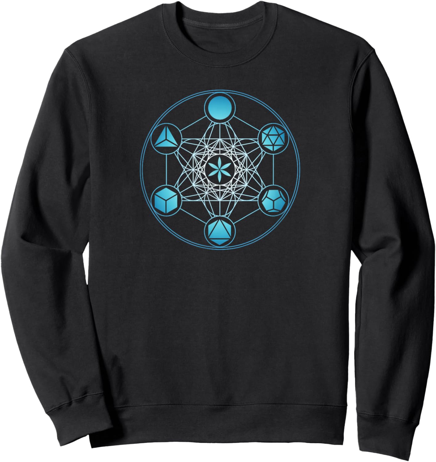 Metatrons Sacred Geometry Cube Platonic Body Sweatshirt - Sweatshirt | Black
