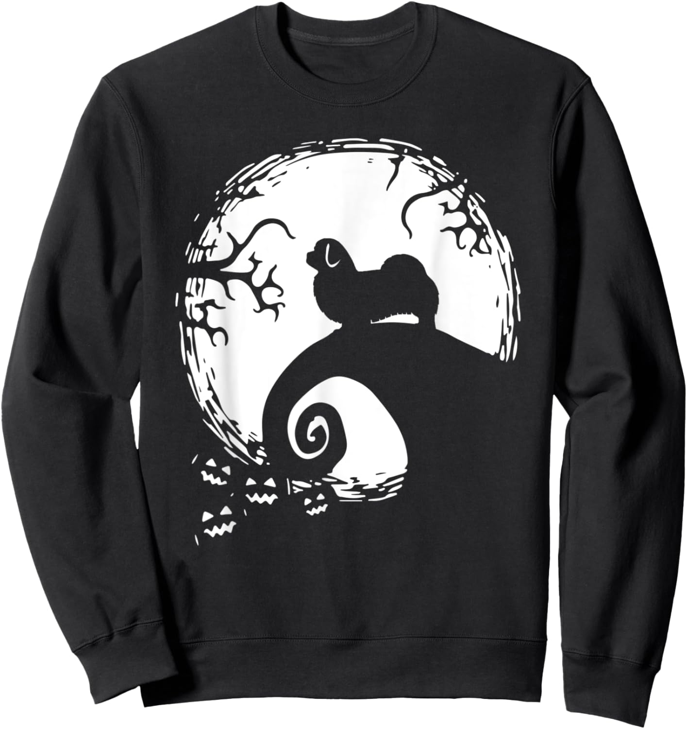 Tibetan spaniel And Moon Halloween Sweatshirt - Sweatshirt | Black