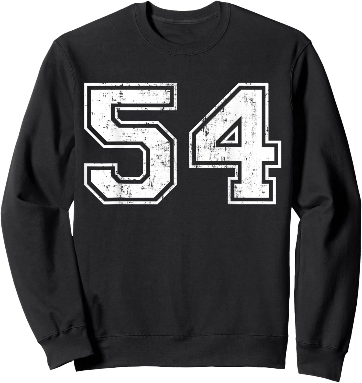 Number 54 Distressed Vintage Fifty Four Sports Team Practice Sweatshirt - Sweatshirt | Black