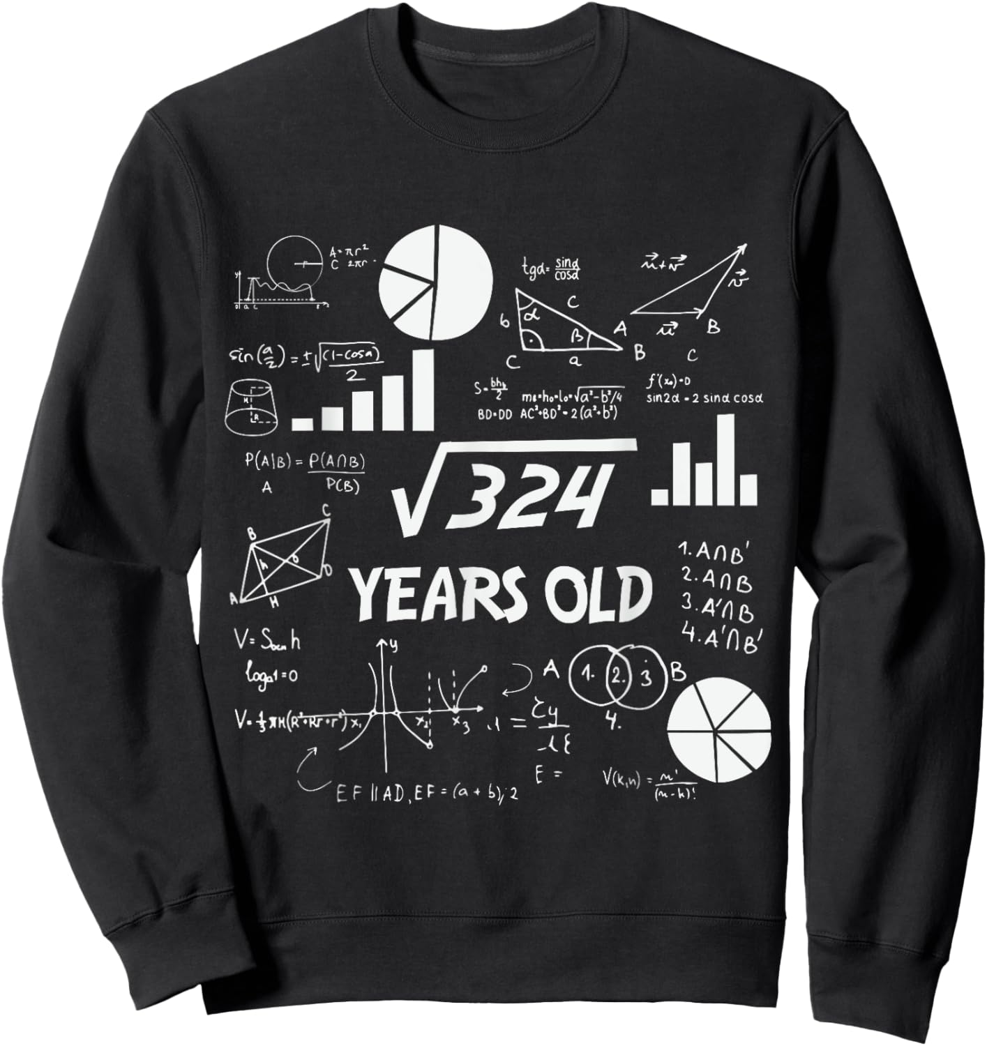 18th Birthday Square Root of 324 Math 18 Years Old Birthday Sweatshirt - Sweatshirt | Black