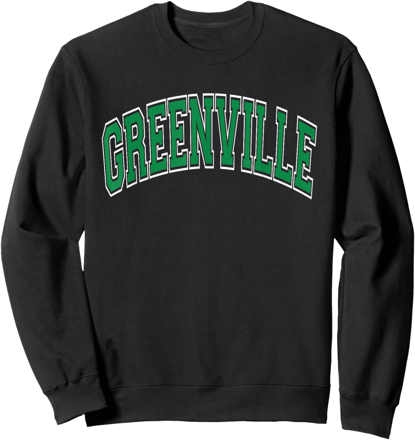 Greenville Arched Green Text Sweatshirt - Sweatshirt | Black