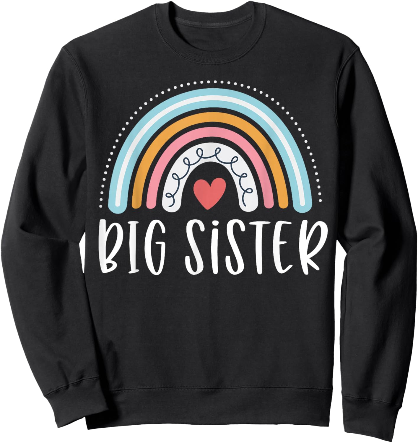Big Sister Gifts Sibling Family Rainbow Graphic Sweatshirt - Sweatshirt | Black