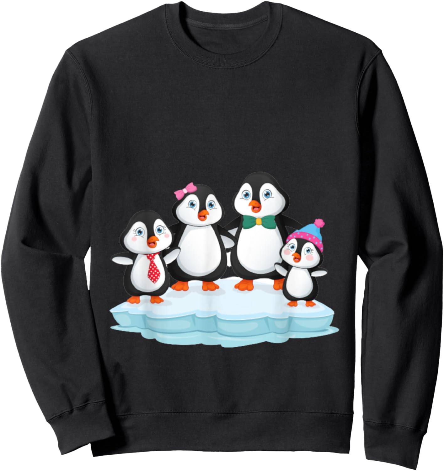 Penguin Family Love Gift Christmas Birthday Sweatshirt - Sweatshirt | Black