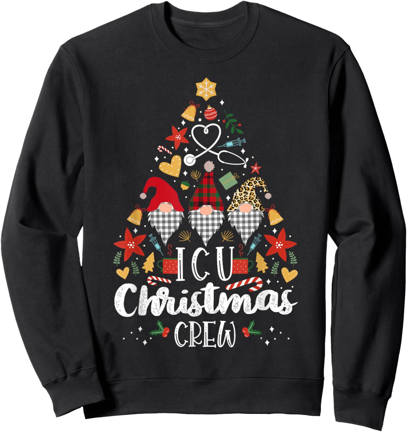 Christmas NICU Crew Nurse Doctor Tech Neonatal ICU Squad Sweatshirt - Sweatshirt | Black