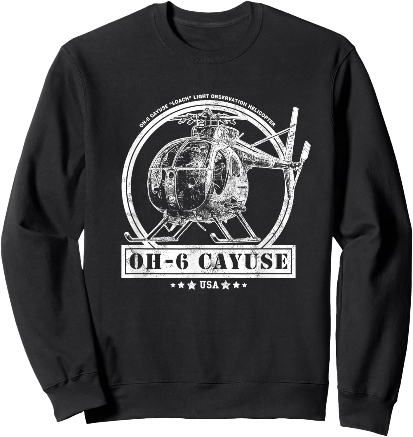 OH-6 "Loach" Cayuse Helicopter Sweatshirt - Sweatshirt | Black