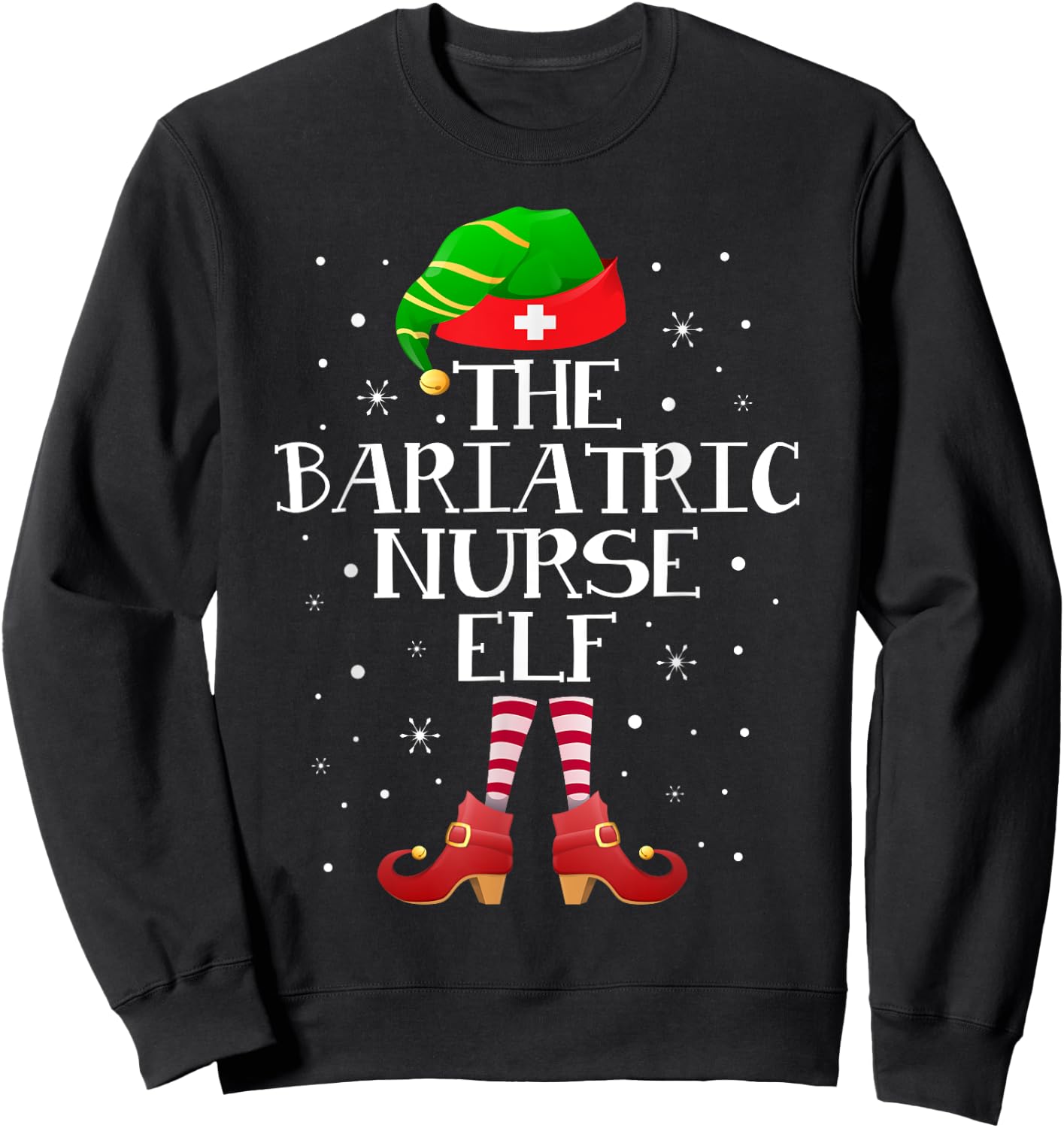 The Bariatric Nurse Elf Funny Bariatric Nurse Christmas Elf Sweatshirt - Sweatshirt | Black