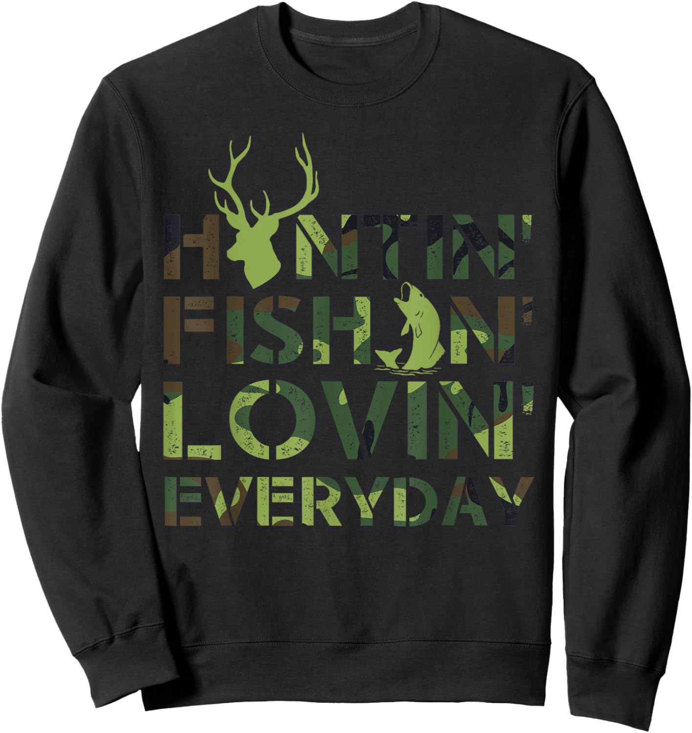 Hunting fishing loving everyday camo Sweatshirt - Sweatshirt | Black