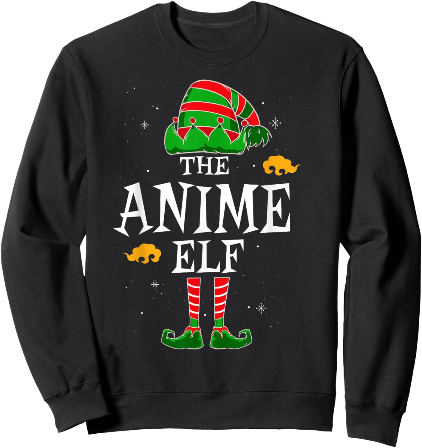 The Anime Elf Group Matching Family Christmas Holiday Funny Sweatshirt - Sweatshirt | Black