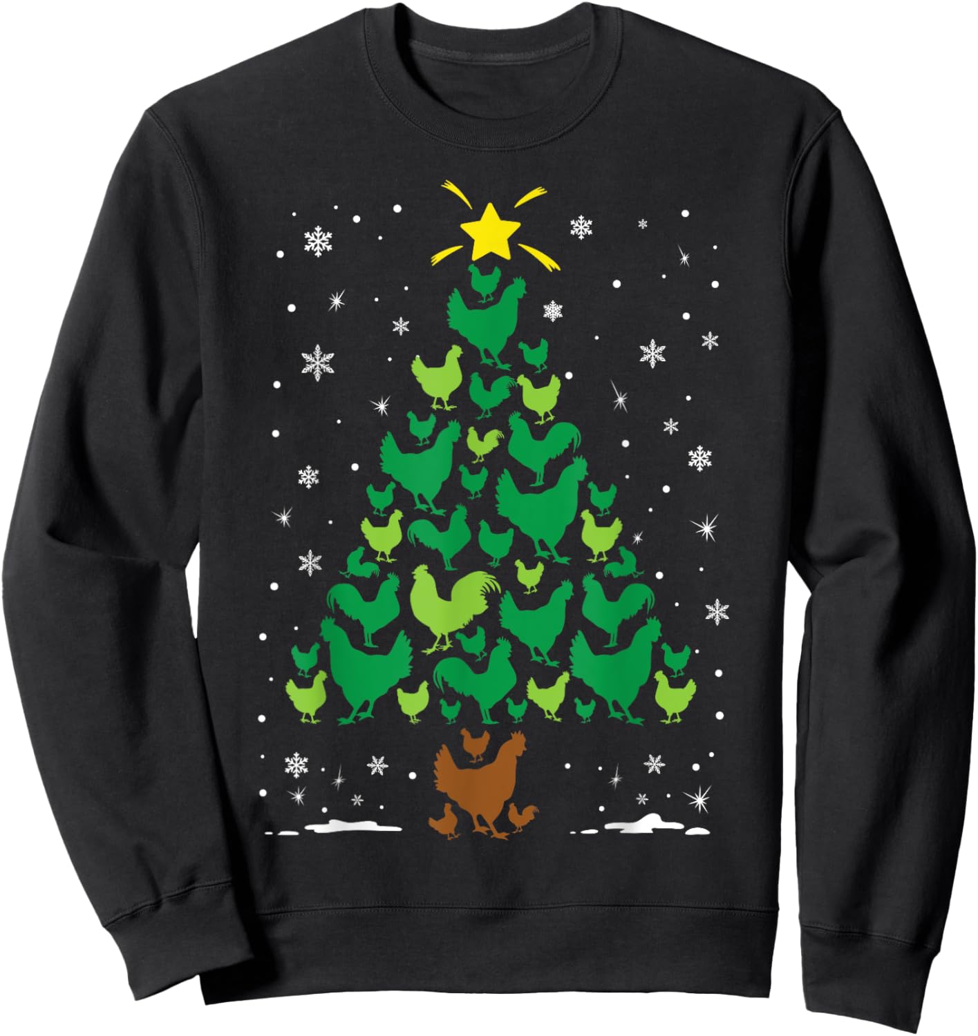 Chicken Hen Lovers Holiday Family Matching Christmas Tree Sweatshirt - Sweatshirt | Black