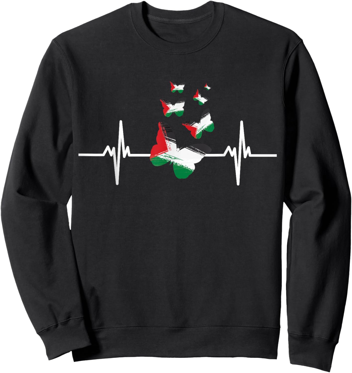Palestinians Girls Butterflies Palestine Map Colors Sweatshirt - Sweatshirt | Black