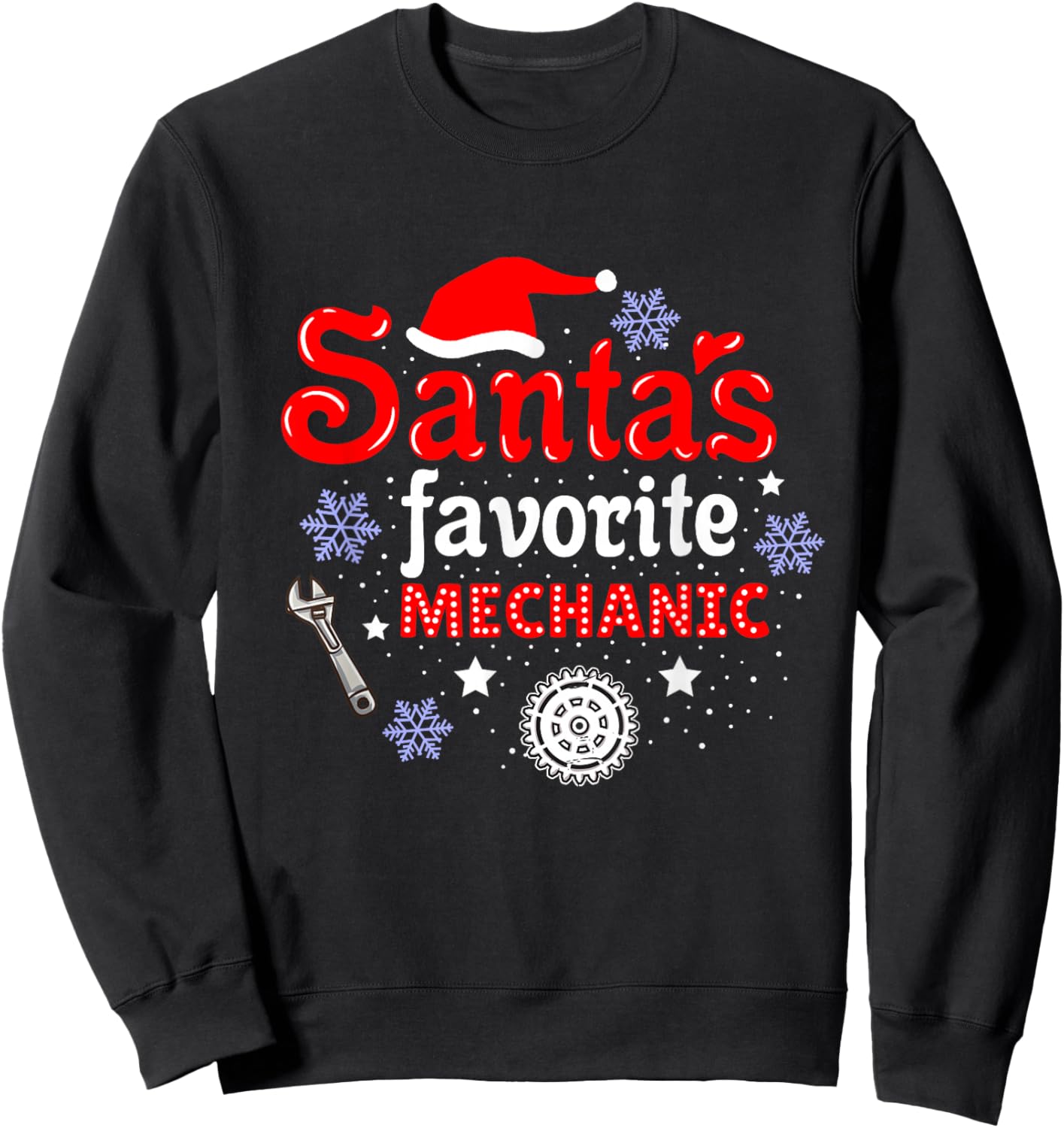 Santas Favorite Mechanic Christmas Sweatshirt - Sweatshirt | Black