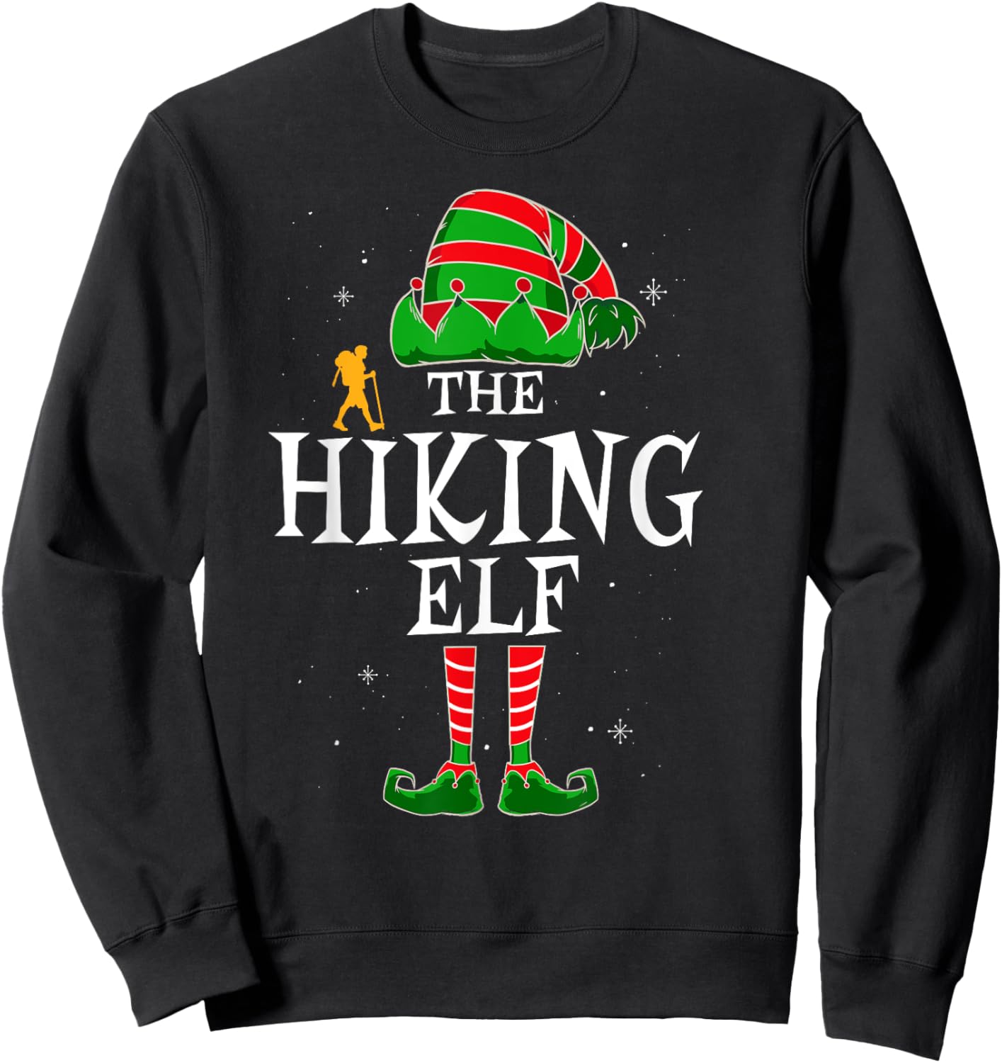 The Hiking Elf Group Matching Family Christmas Hiker Funny Sweatshirt - Sweatshirt | Black