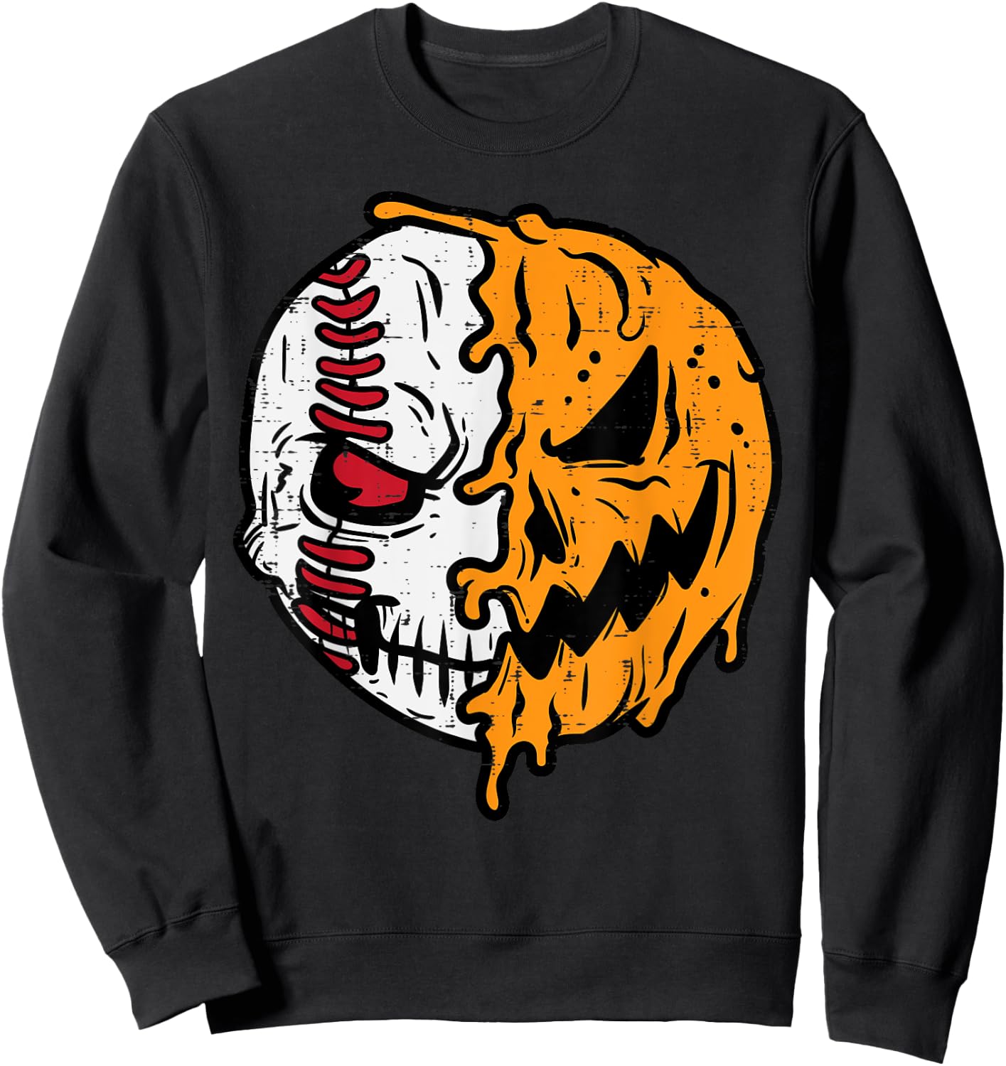 Halloween Baseball Pumpkin Jackolantern Costume Men Boys Kid Sweatshirt - Sweatshirt | Black
