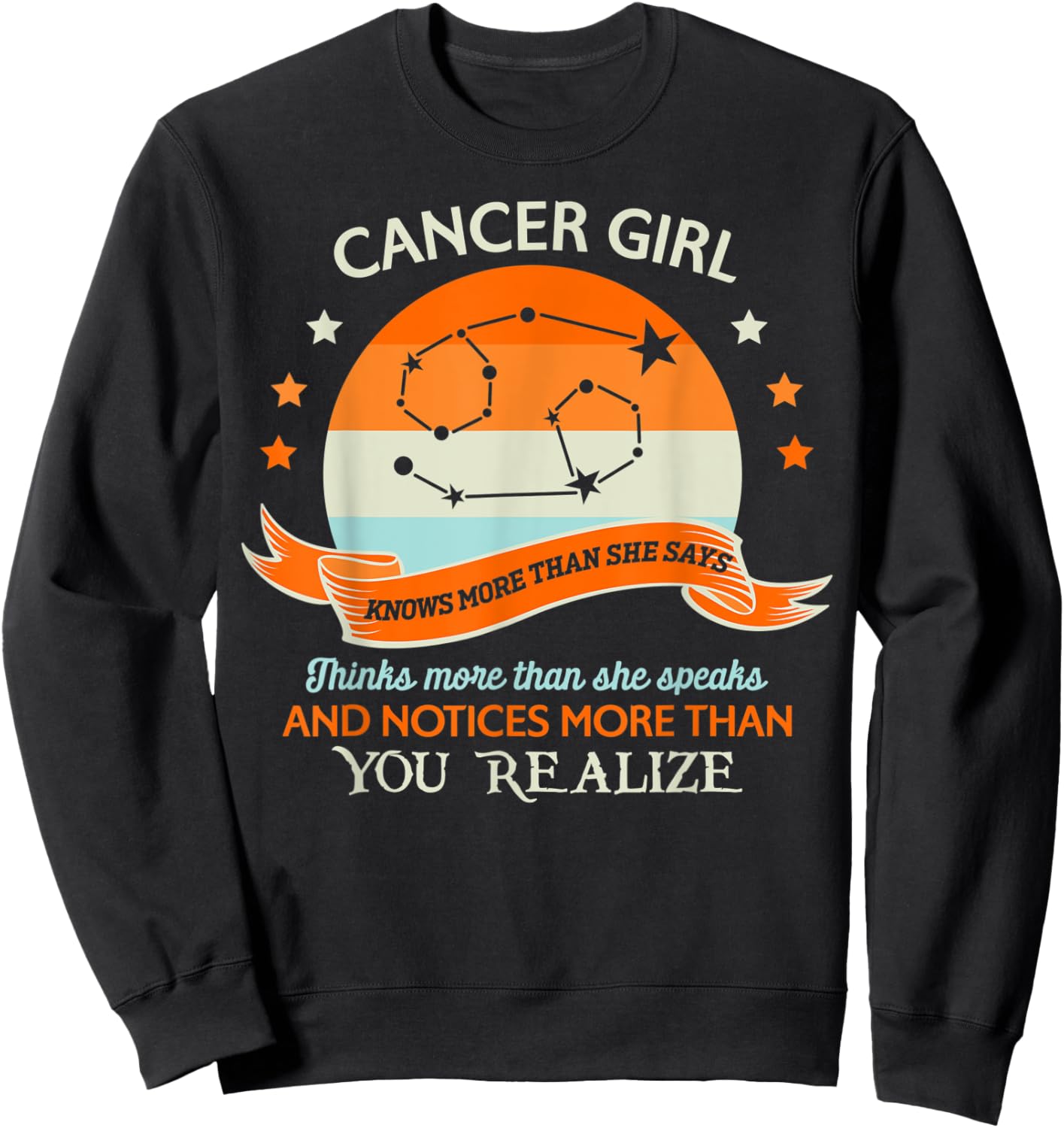 Vintage Cancer Girl knows more than she says funny Sweatshirt - Sweatshirt | Black