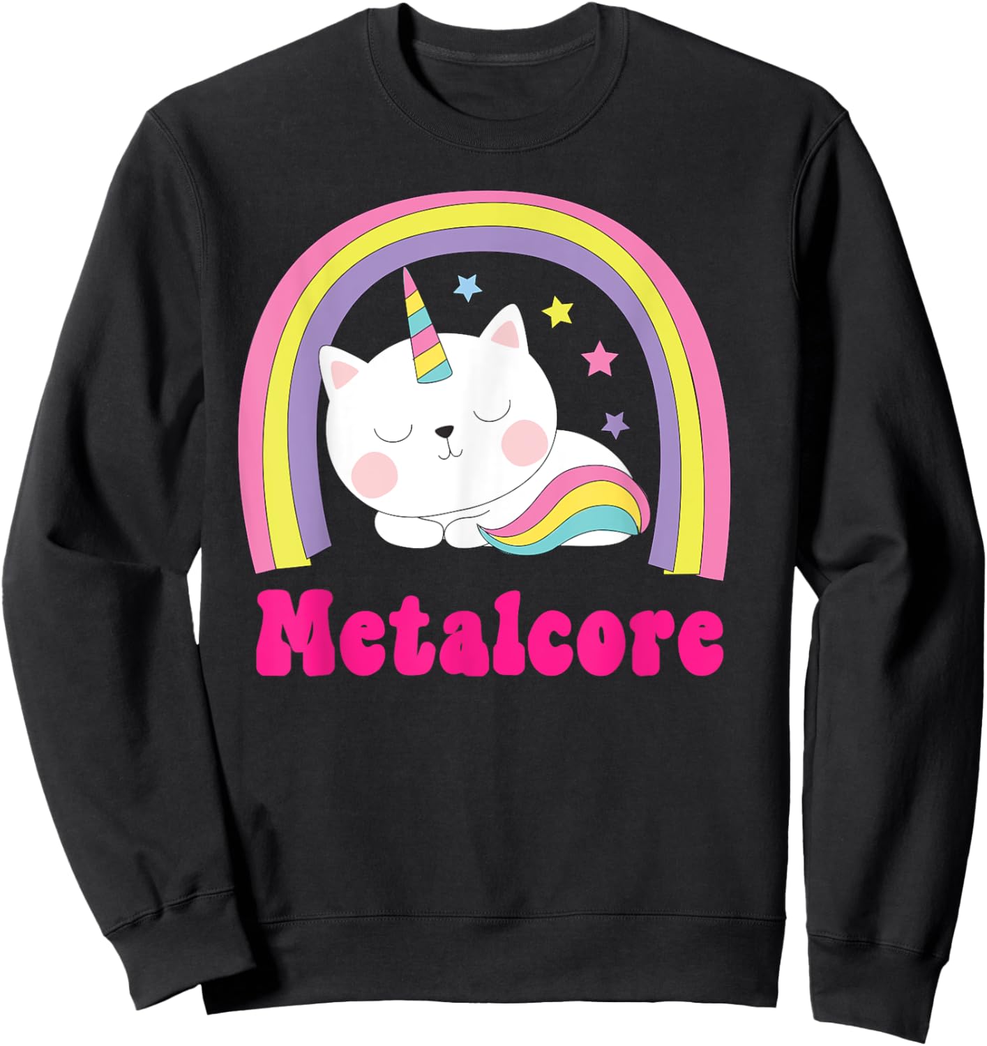 Metalcore Shirts | Sarcastic Retro Funny Unicorn Metalhead Sweatshirt - Sweatshirt | Black