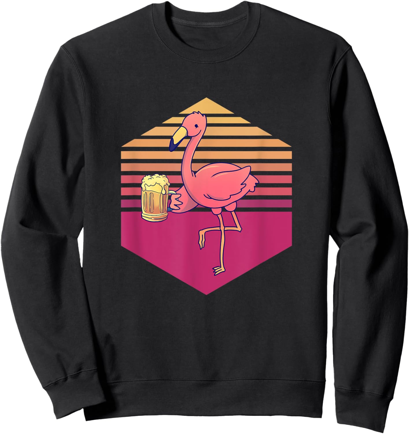 Flamingo Drinking Beer Vintage Sweatshirt - Sweatshirt | Black