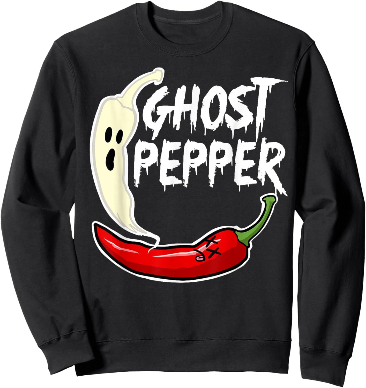 Ghost Pepper Funny Spicy Hot Halloween Ghost Pepper Sweatshirt - Sweatshirt | Black