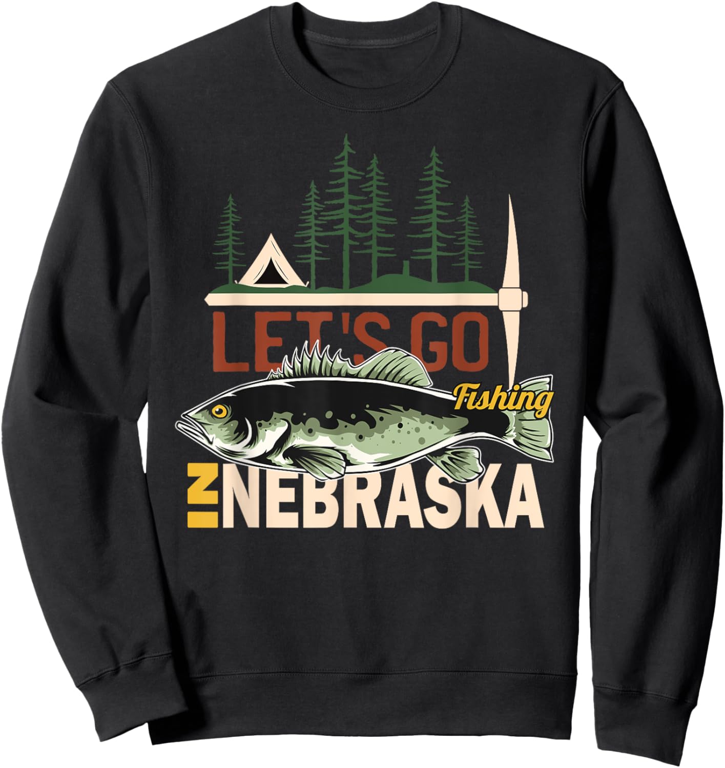 Camping Fishing in Nebraska - Nature Nebraska Fishing Sweatshirt - Sweatshirt | Black