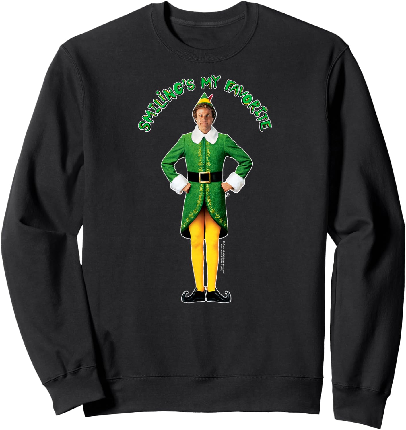 Elf Buddy Smiling's My Favorite Photo Funny Christmas Sweatshirt - Sweatshirt | Black