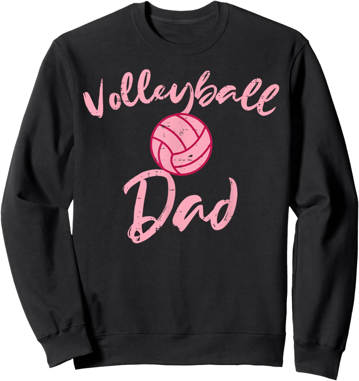 Pink Volleyball Dad Cute Family Matching Daddy Papa Men Sweatshirt - Sweatshirt | Black
