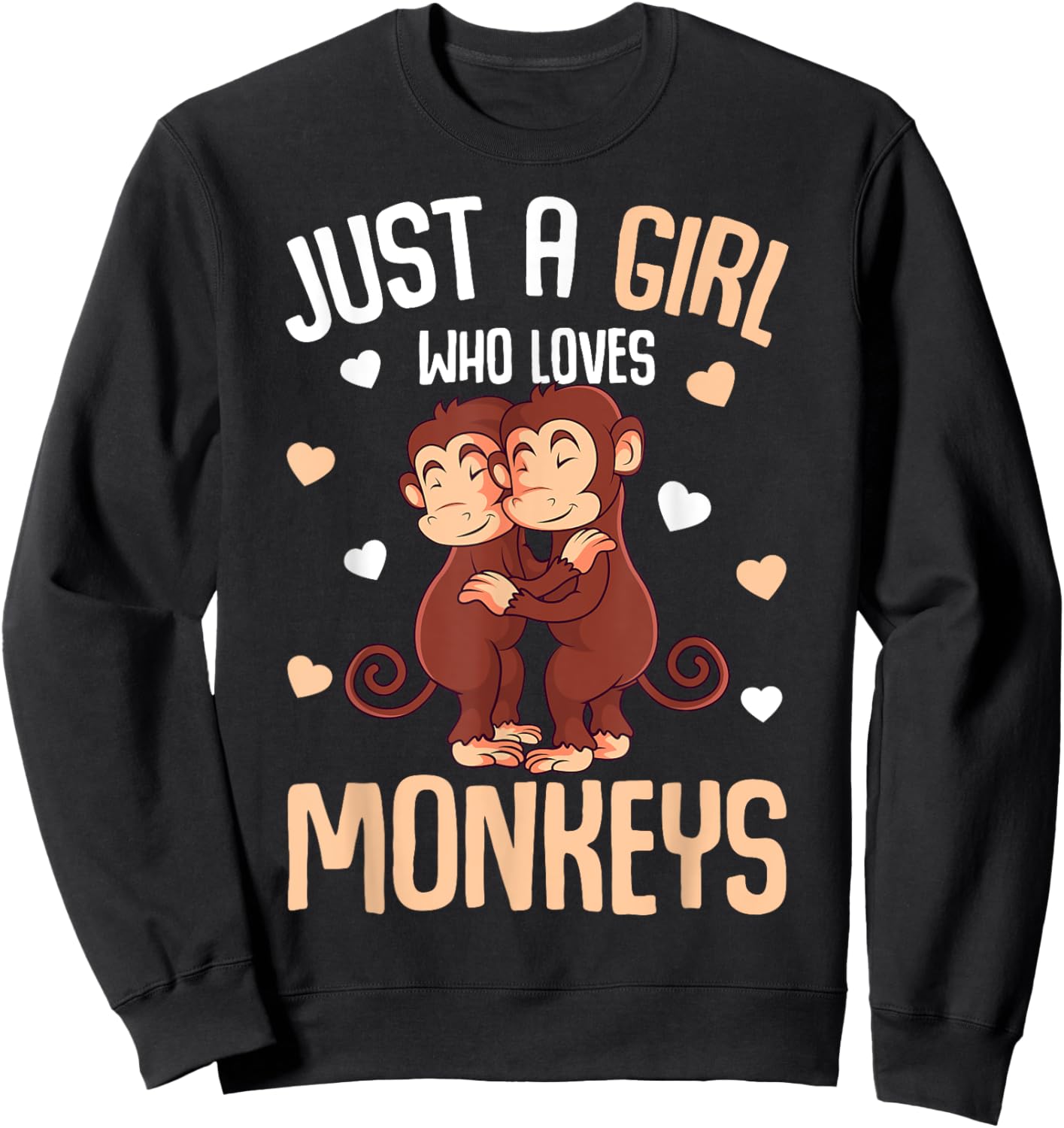 Just A Girl Who Loves Monkeys Kids Girls Monkey Sweatshirt - Sweatshirt | Black