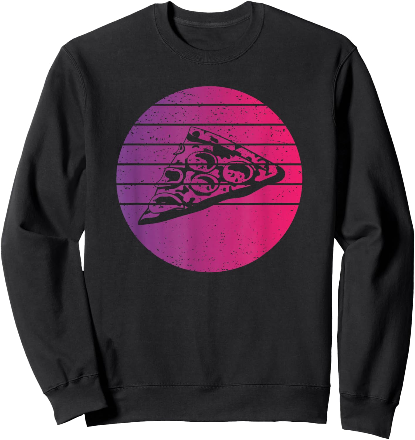 Pizza Slice Retro Style Vintage Sweatshirt - Sweatshirt | Black