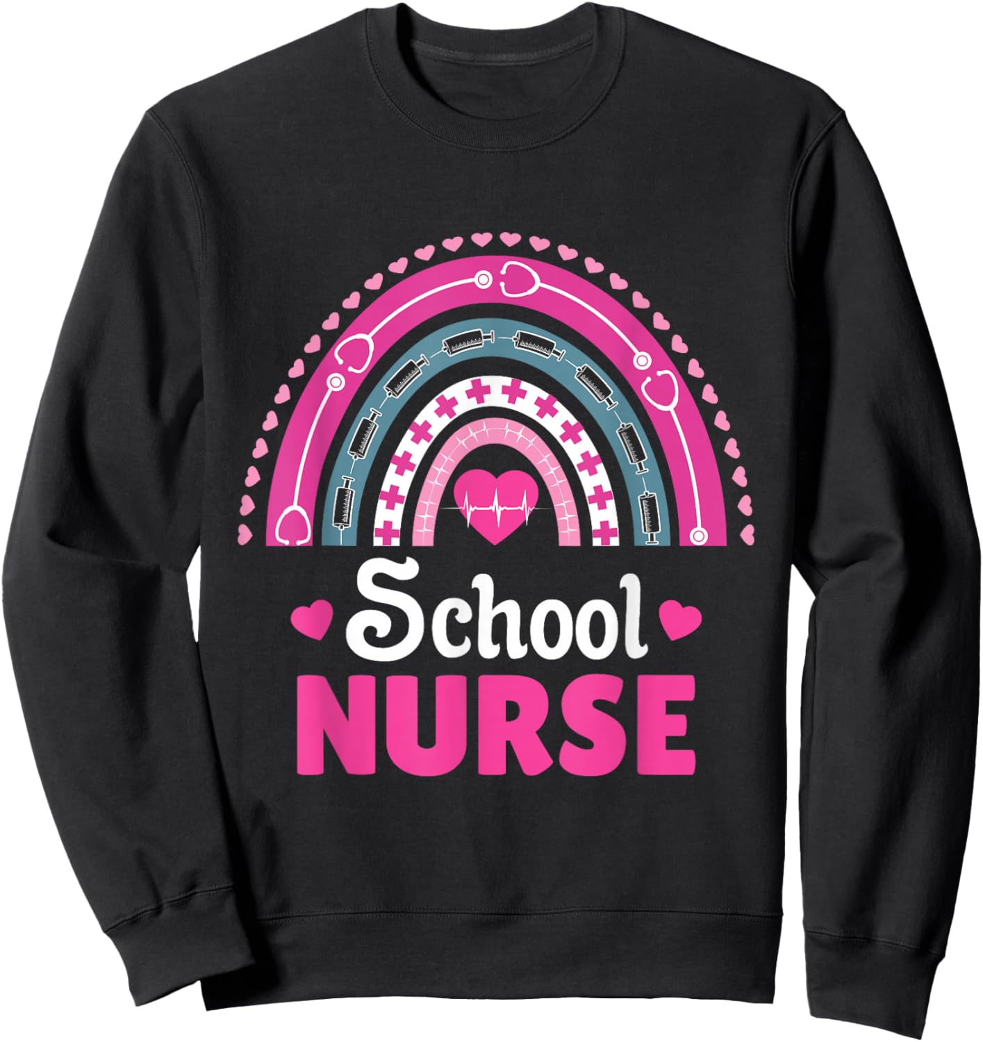 School Nurse Boho Rainbow Sweatshirt - Sweatshirt | Black