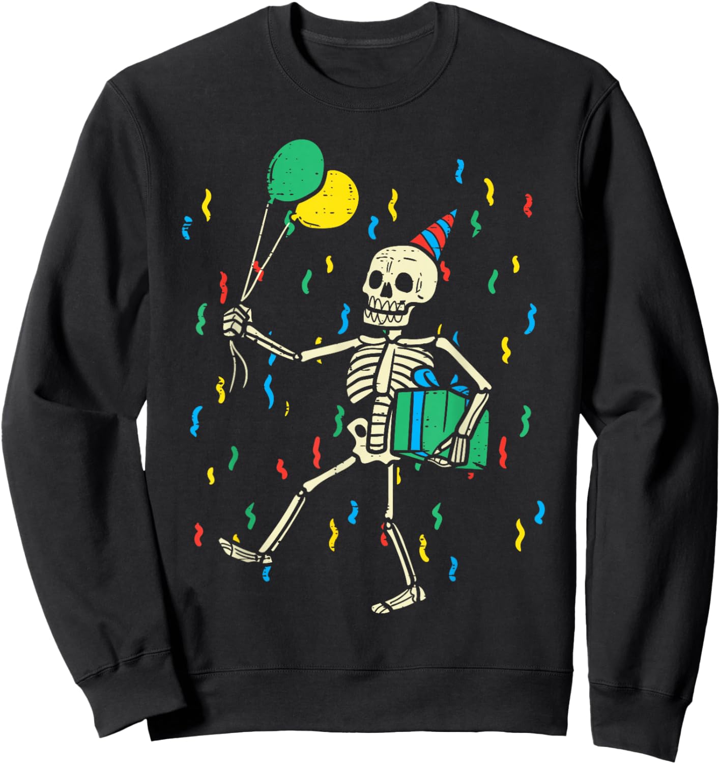 Skeleton Birthday Funny Happy Halloween Bday Boys Kids Sweatshirt - Sweatshirt | Black
