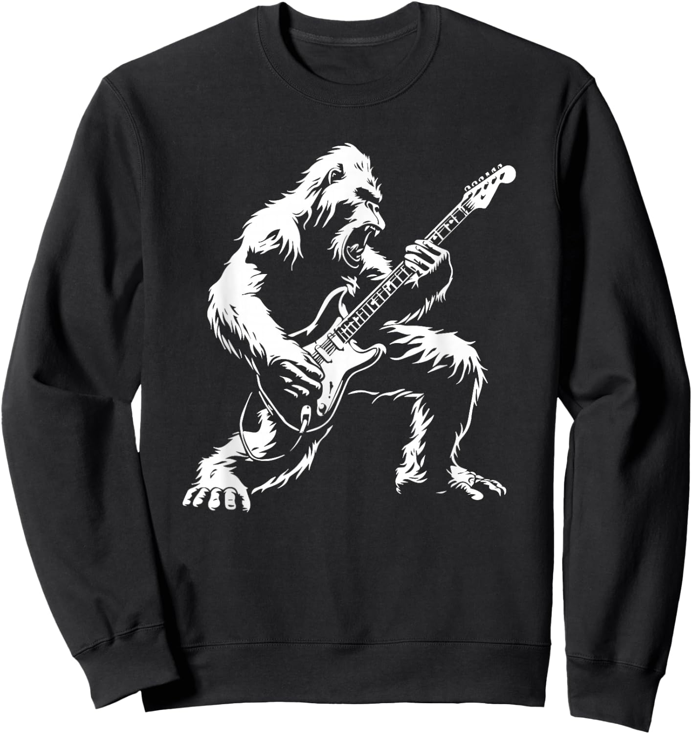 Bigfoot Playing Guitar Rock Music Band Sasquatch Sweatshirt - Sweatshirt | Black